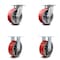 Service Caster 6 Inch Kingpinless Red Poly on Steel Wheel Swivel Caster Swivel 2 Rigid, 2PK SCC-KP30S620-PUR-RS-2-R-2 - alternate 1